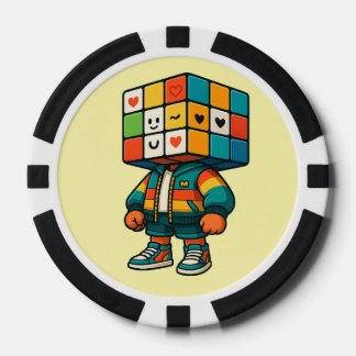 Colourful Rubik Cube Head Character Sticker Poker Chips