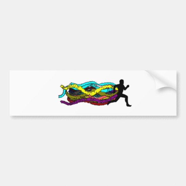 Colourful Running Bumper Sticker (Front)