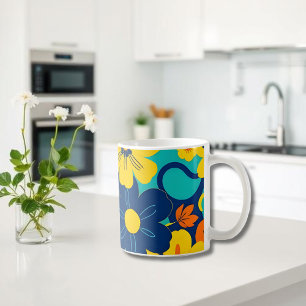 Colourful Rush Blooms-Dopamine Style-Retro Flowers Coffee Mug