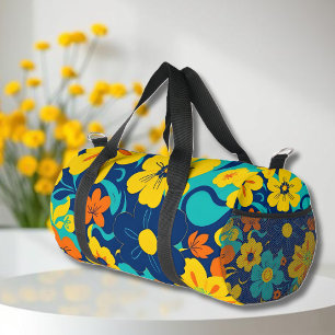 Colourful Rush Blooms-Dopamine Style-Retro Flowers Duffle Bag