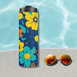 Colourful Rush Blooms-Dopamine Style-Retro Flowers Thermal Tumbler