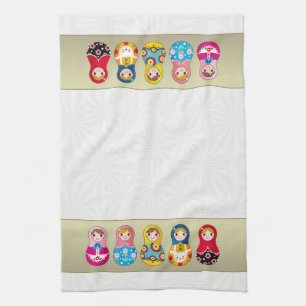 Colourful Russian Matrioshka (Matreshka) doll Kitchen Towel