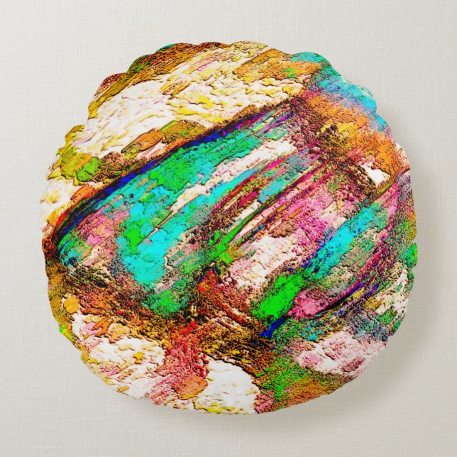 Colourful - Rustic and rough like roughcast Round Pillow (Front)