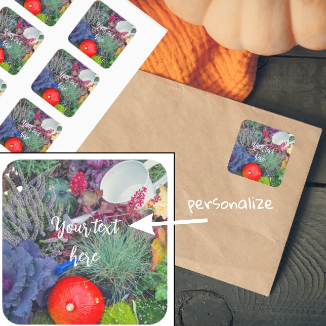 Colourful rustic autumn garden square sticker (Creator Uploaded)