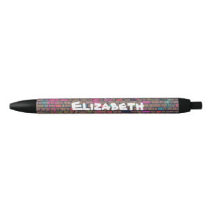 Colourful Rustic Brick Wall Texture Black Ink Pen