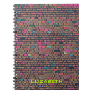 Colourful Rustic Brick Wall Texture Personalized Notebook