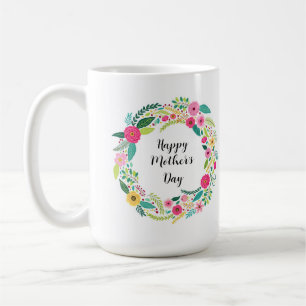 Colourful Rustic Floral Wreath Coffee Mug