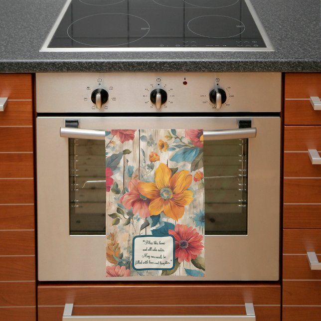 Colourful Rustic Flowers Customizable  Kitchen Towel (Creator Uploaded)
