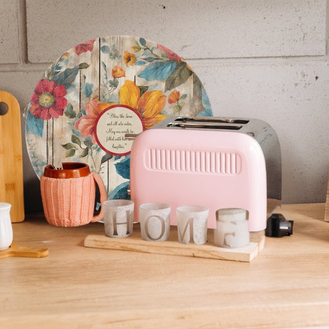 Colourful Rustic Flowers Round Customizable Cutting Board (Creator Uploaded)