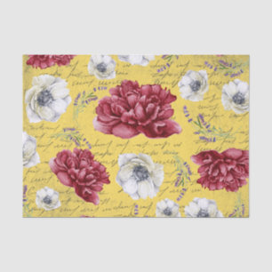Colourful rustic grunge yellow artwork burgundy  tissue paper