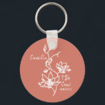 Colourful Rustic I Do Crew Bridesmaid Bridal Party Keychain<br><div class="desc">Botanical floral against rustic burnt orange makes a standout bridesmaid gift for your bridal party.  Easily customize with name and event date of choice.  Gift keepsake for the bachelorette party,  bridal party,  maid of honour,  and more.</div>