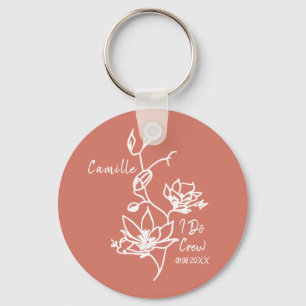 Colourful Rustic I Do Crew Bridesmaid Bridal Party Keychain