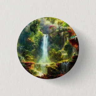 Colourful Rustic Nature Waterfalls Button