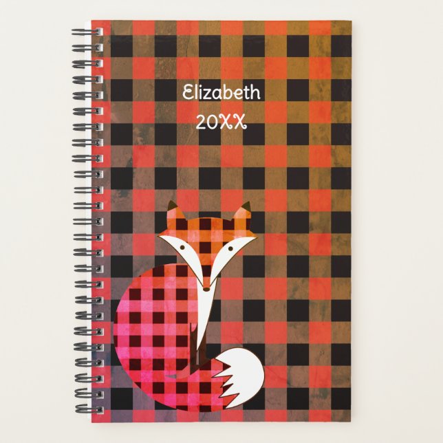 Colourful Rustic Plaid Name Year Planner (Front)