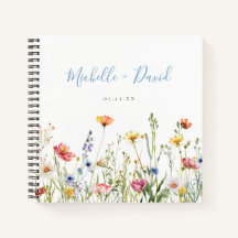 Colourful Rustic Wildflower Wedding Guest Book