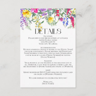 Colourful Rustic Wildflowers Herbs Wedding Details Enclosure Card