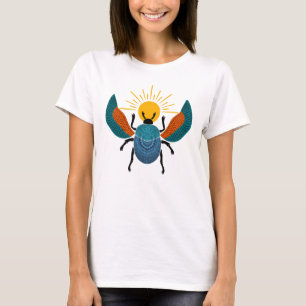 Colourful Sacred Scarab Beetle with Sun Design T-Shirt