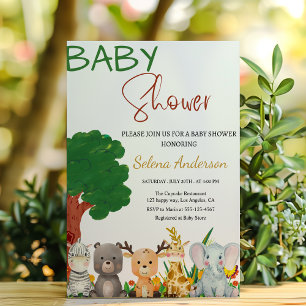 Colourful Safari Animals Baby Shower  Invitation