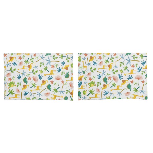 Colourful safari cute jungle animals zoo baby wild pillowcase (Front-Set)
