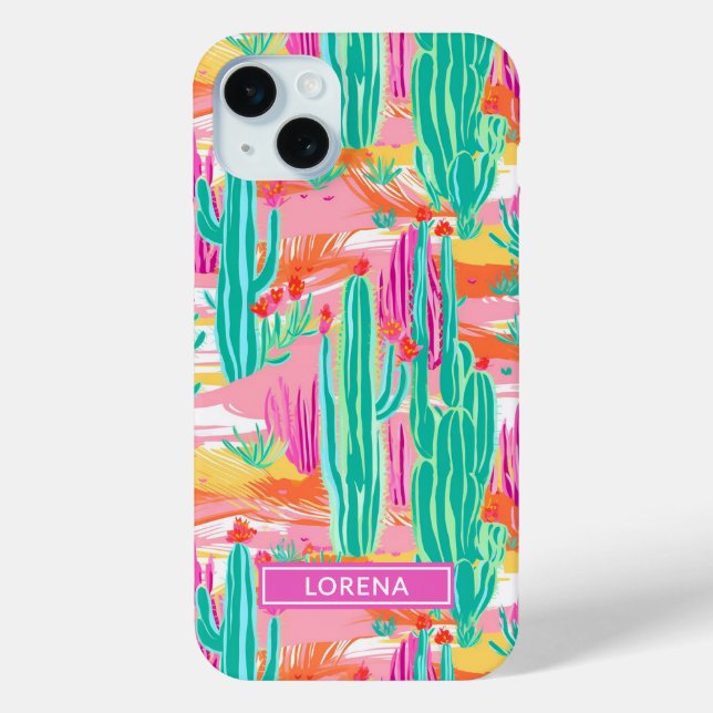 Colourful Saguaro Cacti Personalized Case-Mate iPhone Case (Back)