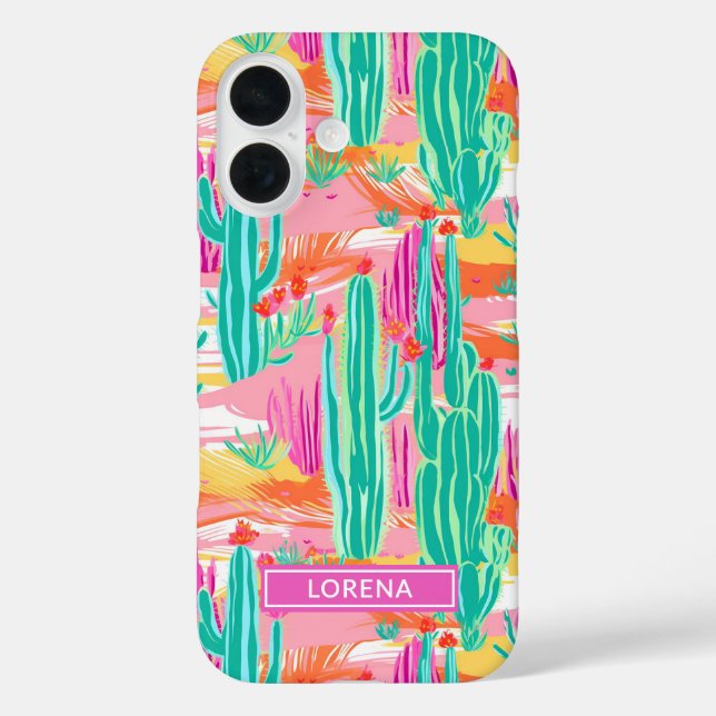 Colourful Saguaro Cacti Personalized Case-Mate iPhone Case (Back)