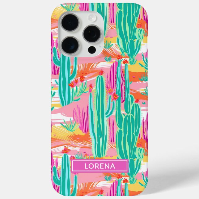 Colourful Saguaro Cacti Personalized Case-Mate iPhone Case (Back)