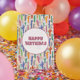 Colourful Saguaro Cactus Art Pattern Medium Gift Bag