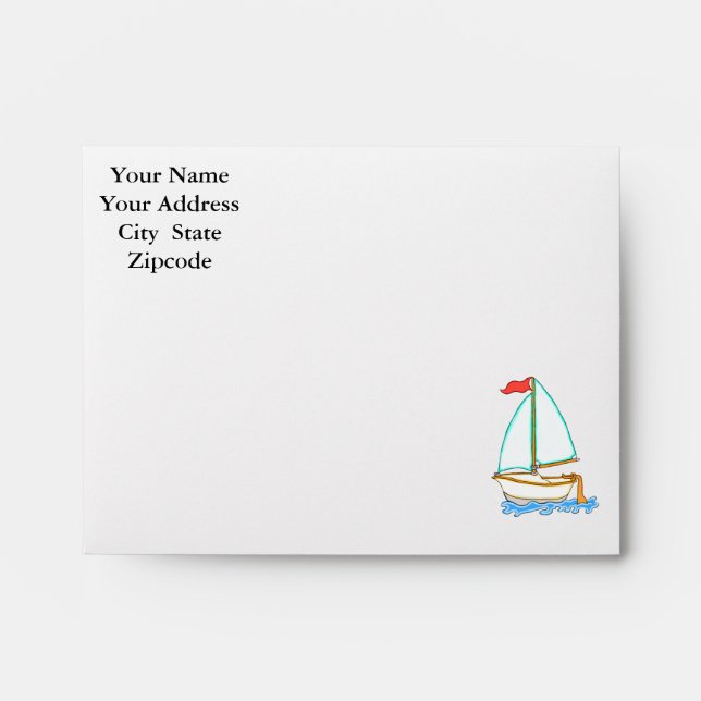 Colourful Sailboat 1 Note Card Envelope (Front)