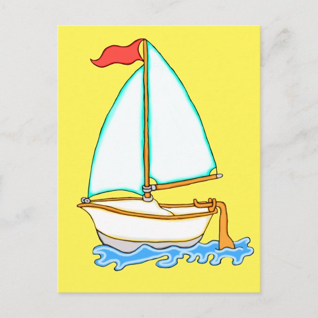 Colourful Sailboat 1 Postcard (Front)