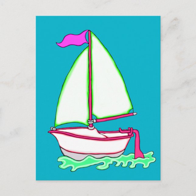 Colourful Sailboat 2 Postcard (Front)