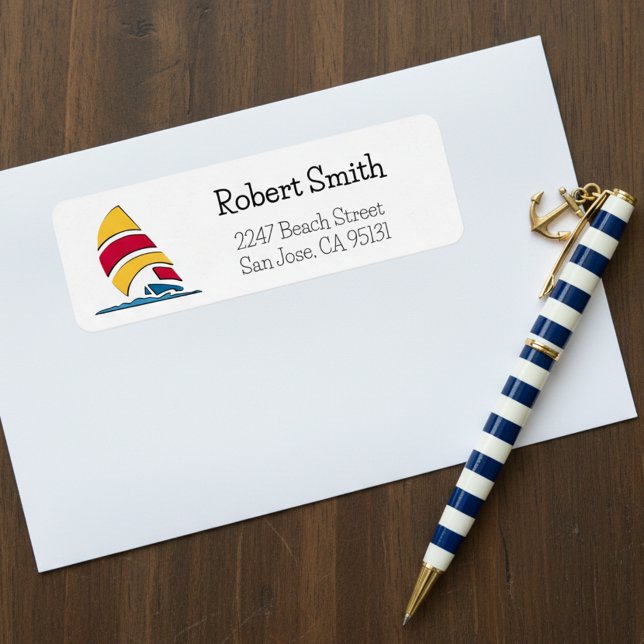 Colourful Sailboat Return Address Labels (Sailboat return address labels.)