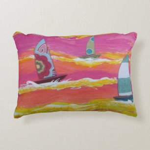 Colourful Sailboats Accent Pillow