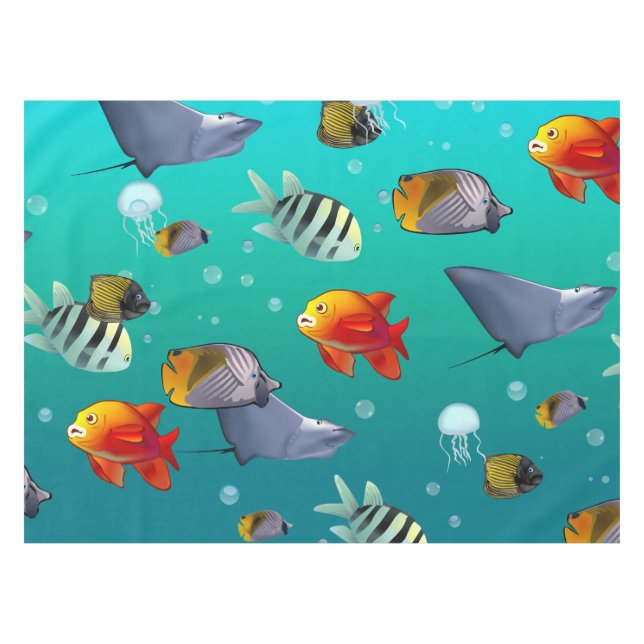 Colourful Saltwater Creatures Tablecloth (Front (Horizontal))