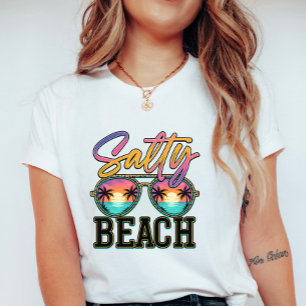 Colourful Salty Beach Sunglasses; Summer Vacation T-Shirt