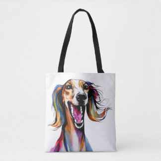 Colourful Saluki - Cute Dog Art Tote Bag