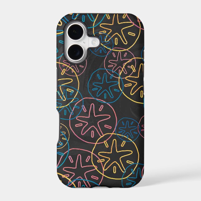 Colourful Sand Dollar Pattern on Black (Back)