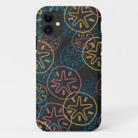 Colourful Sand Dollar Pattern on Black