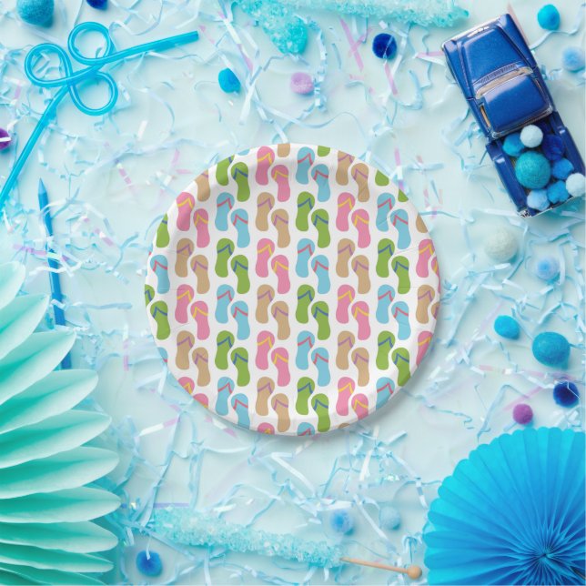 Colourful Sandals Summer Pattern Paper Plate (Party)