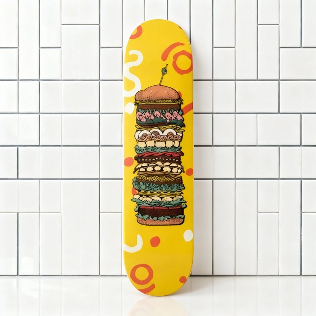Colourful Sandwich Stack Artwork Skateboard (Creator Uploaded)