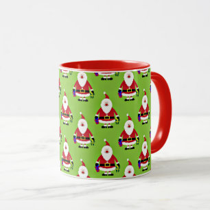 Colourful Santa Claus, red trim, Mug