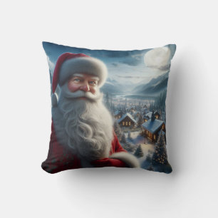 Colourful Santa Claus Resting Before Continuing on Throw Pillow
