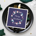 Colourful Santa Claus Snowman Candy Cane Christmas Napkin<br><div class="desc">Wishing you and your family a warm and cozy festive Merry Christmas!</div>