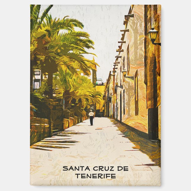 Colourful Santa Cruz de Tenerife Oil Paint Magnet (Front)