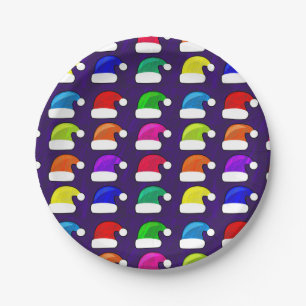 Colourful Santa Hats Paper Plate