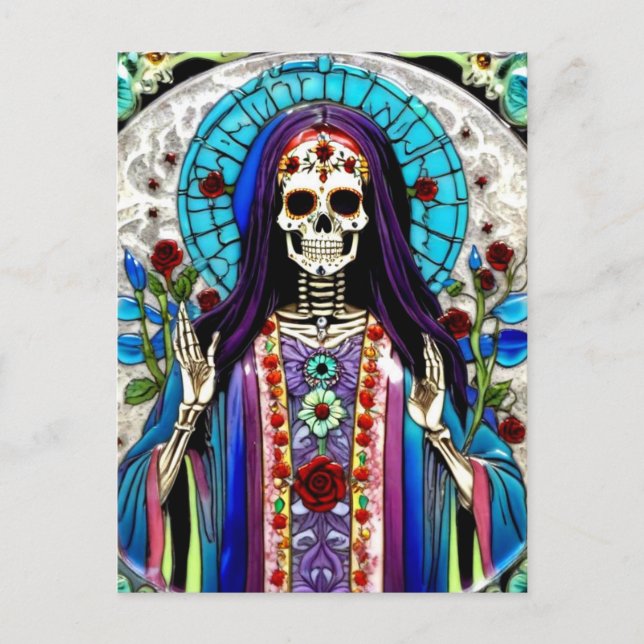 Colourful Santa Muerte  Postcard (Front)