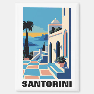Colourful Santorini Greece Architecture Painting Magnet