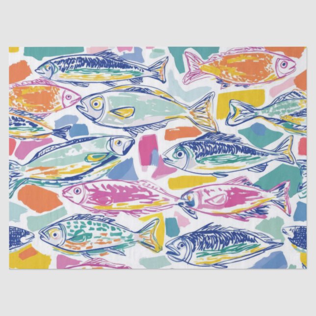 Colourful Sardines Seamless Pattern (2) Tissue Paper (Front)