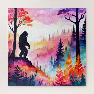 Colourful Sasquatch on Ridge overlooking the fores Jigsaw Puzzle