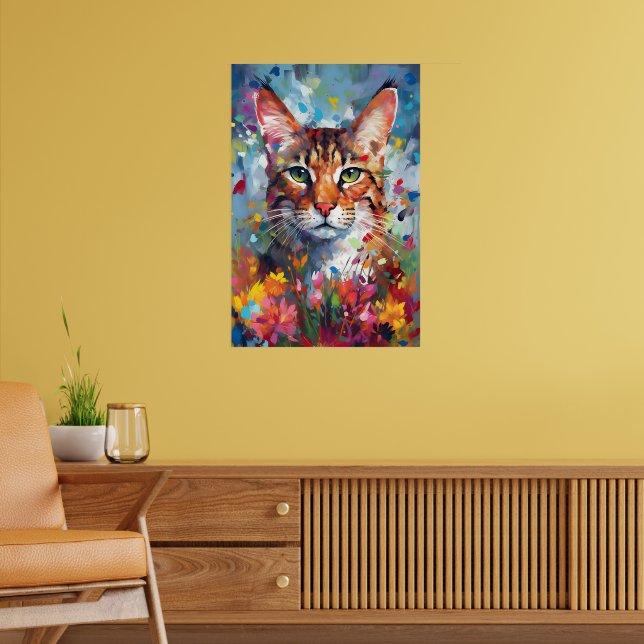 Colourful Savannah cat Art Poster (Living Room 2)