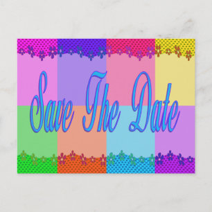 Colourful Save the Date Announcement Postcard
